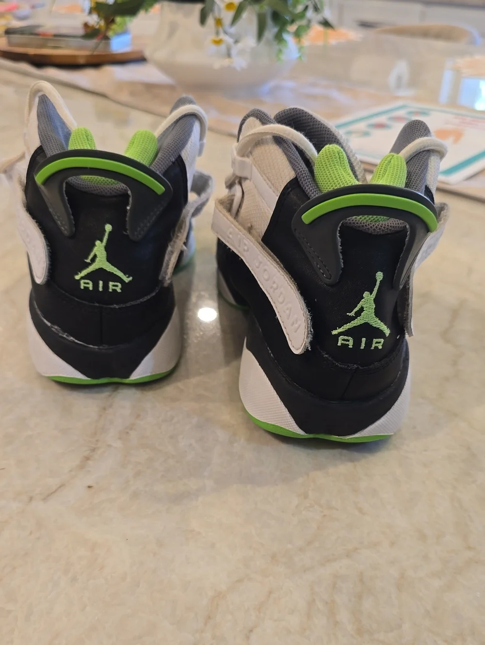 Jordan Kids' Basketball Sneakers in Black, White & Neon Green